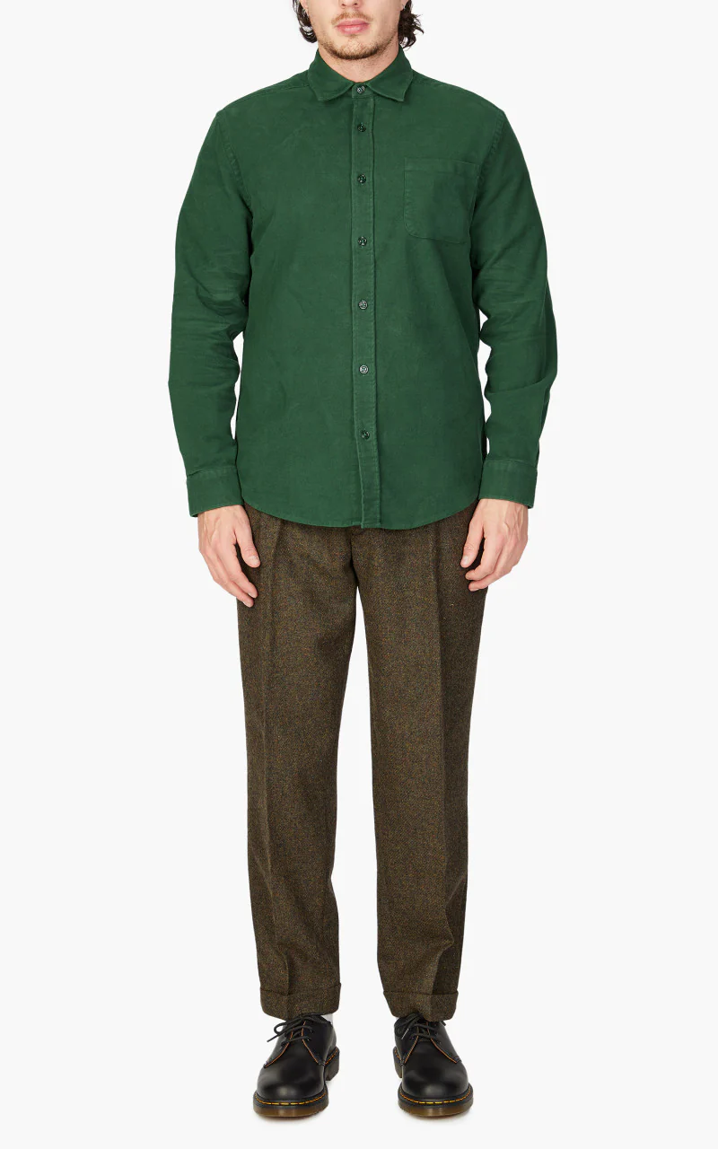 Portuguese Flannel Moleskin Overshirt Green - Image 2