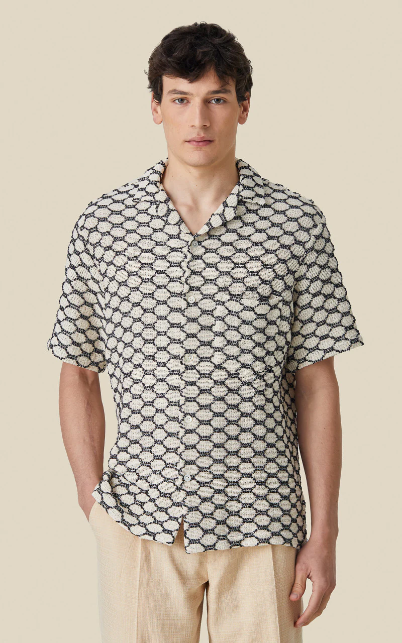Portuguese Flannel Net Camp Collar Shirt Black - Image 2