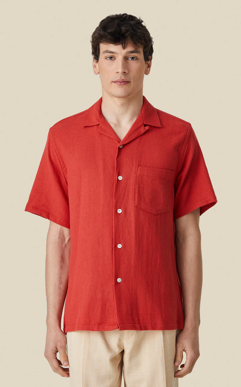 Portuguese Flannel Pique Camp Collar Shirt Clay - Image 2