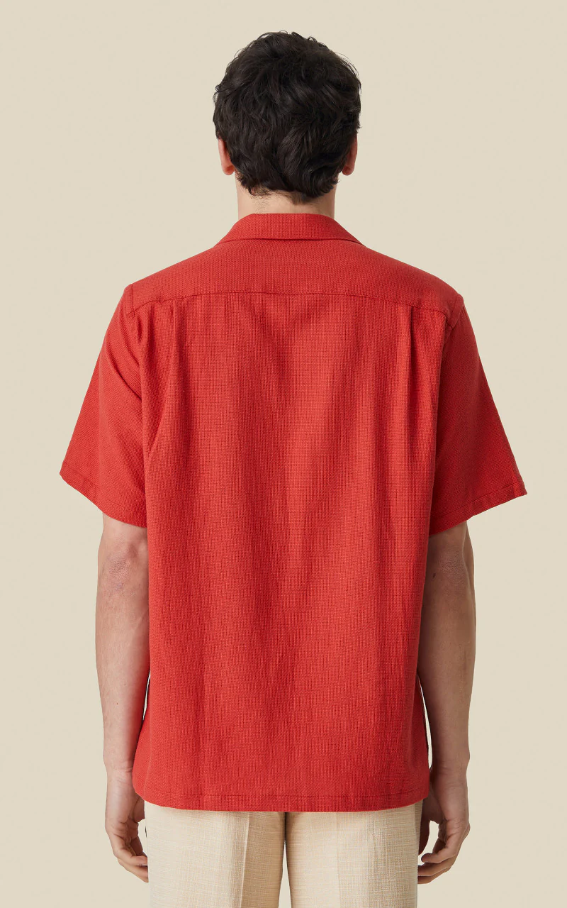 Portuguese Flannel Pique Camp Collar Shirt Clay - Image 4