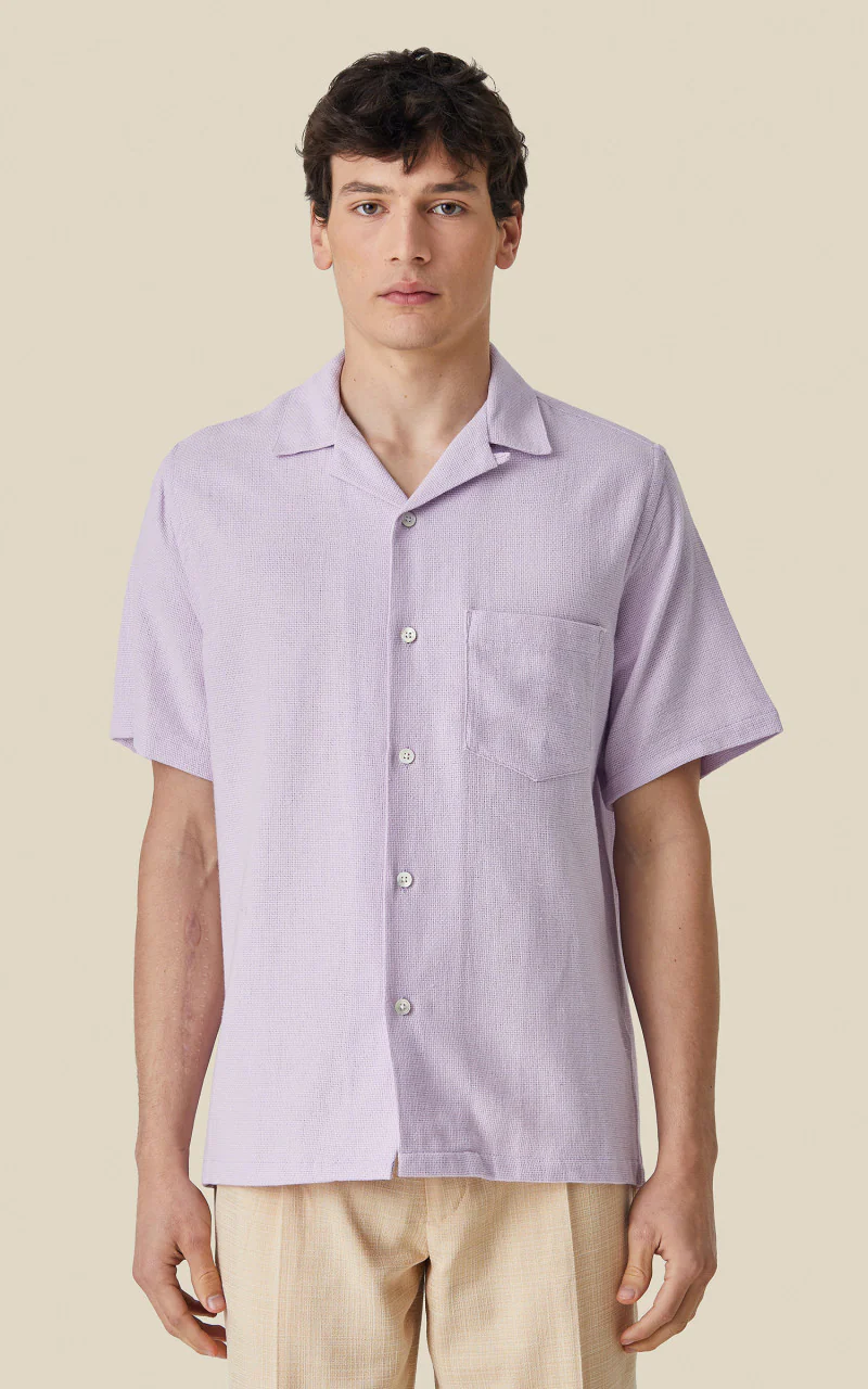Portuguese Flannel Pique Camp Collar Shirt Lavanda - Image 2