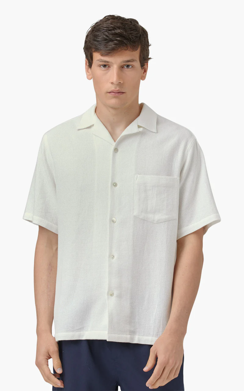 Portuguese Flannel Pique Camp Collar Shirt White - Image 2