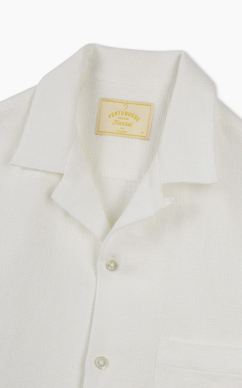 Portuguese Flannel Pique Camp Collar Shirt White - Image 5