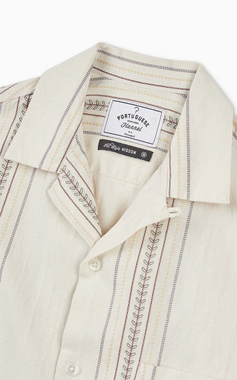 Portuguese Flannel Tapestry Camp Collar Shirt Natural - Image 4
