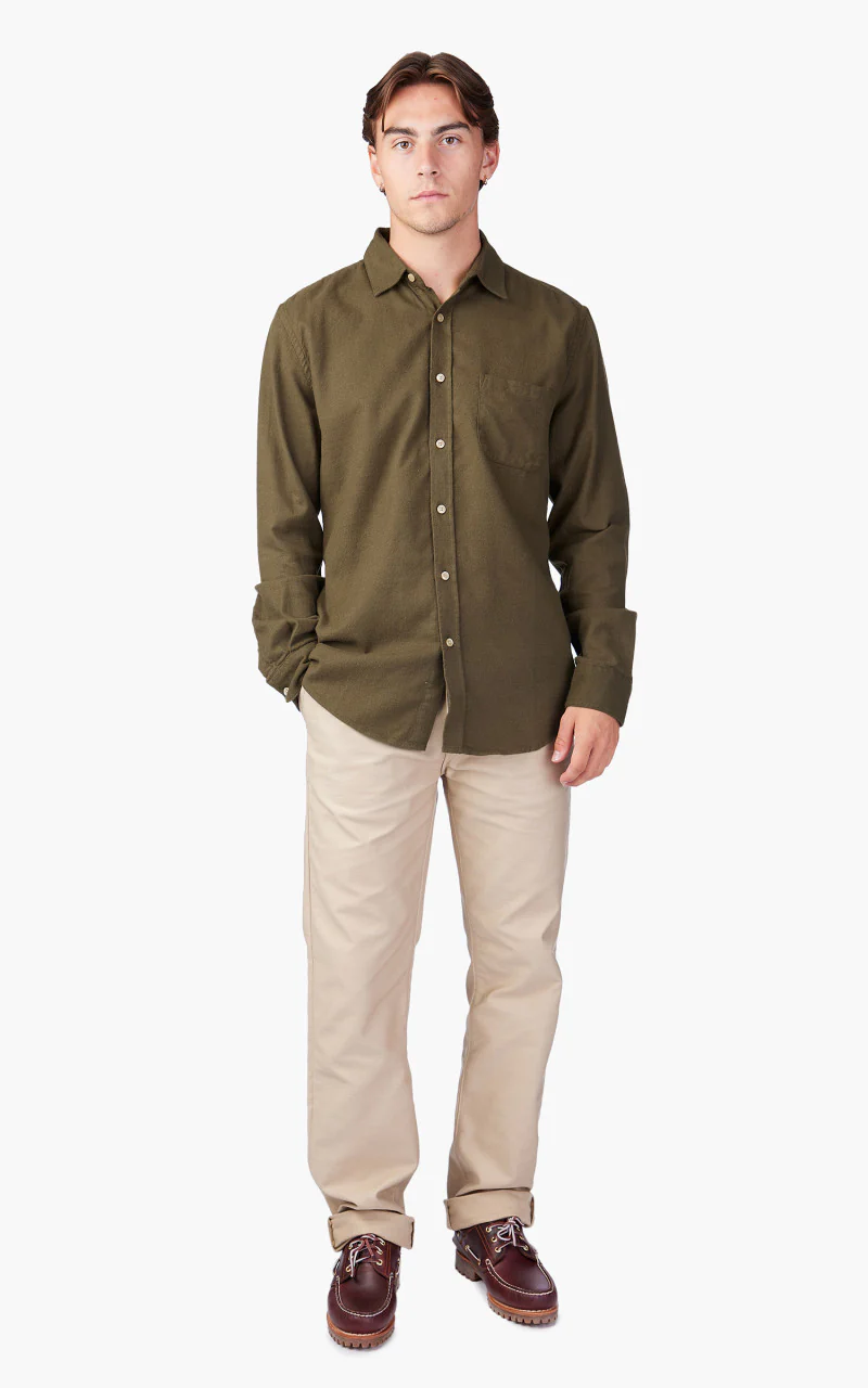 Portuguese Flannel Teca Shirt Olive - Image 2