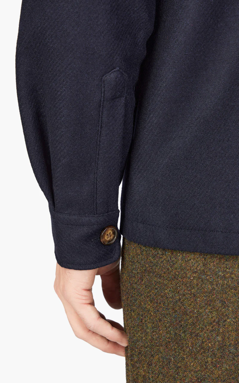 Portuguese Flannel Wool Field Overshirt Navy - Image 5