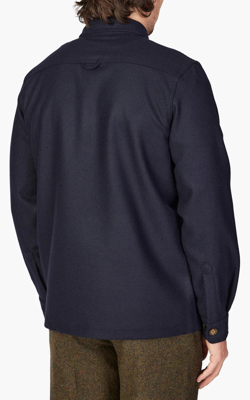 Portuguese Flannel Wool Field Overshirt Navy - Image 6