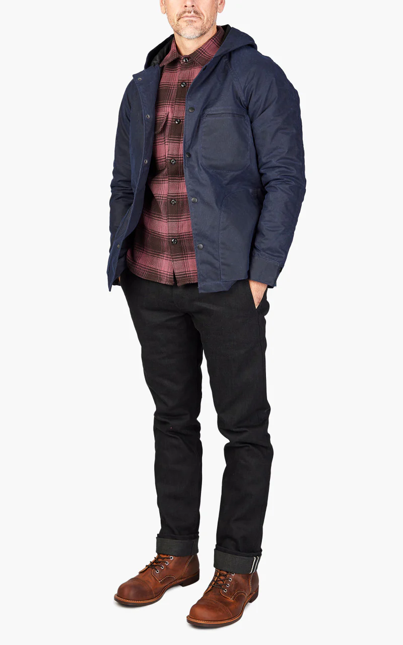 Rogue Territory Hooded Ridgeline Jacket Waxed Navy - Image 2