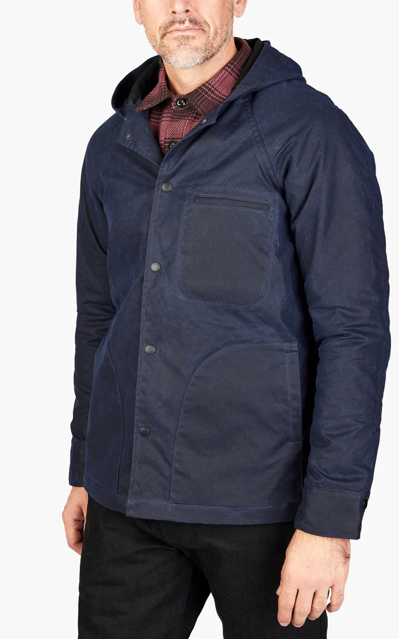 Rogue Territory Hooded Ridgeline Jacket Waxed Navy - Image 4