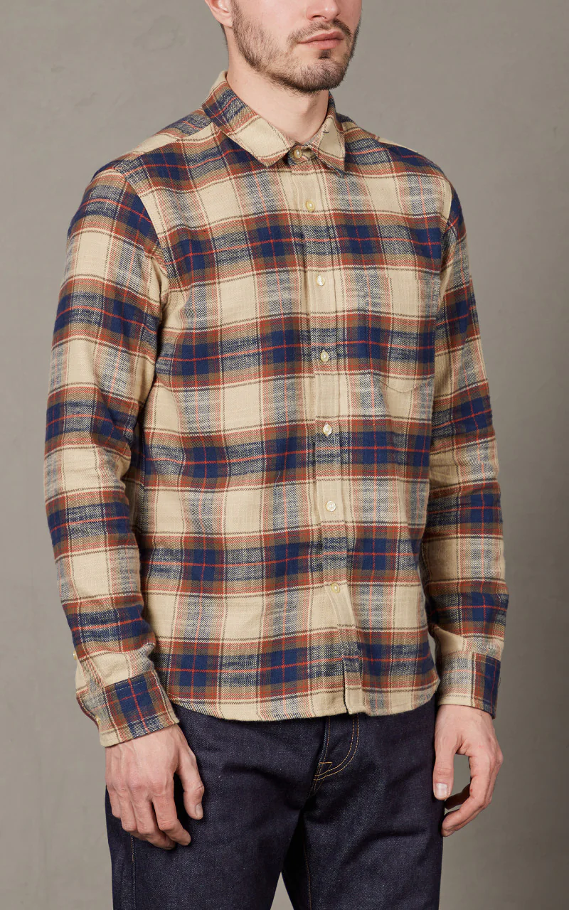 Rogue Territory Oxford Shirt Khaki Slub Plaid - Image 4