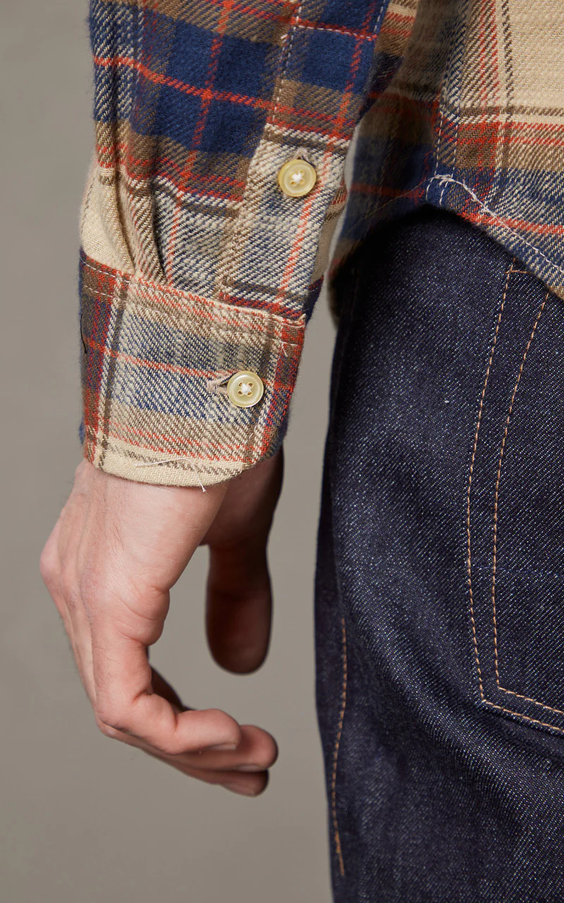 Rogue Territory Oxford Shirt Khaki Slub Plaid - Image 7