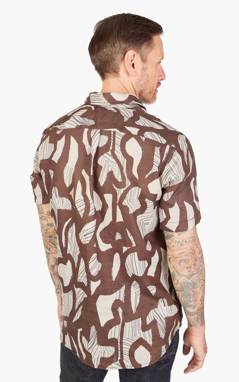 Rogue Territory Oxford Shirt Linen Brown Shapes - Image 6