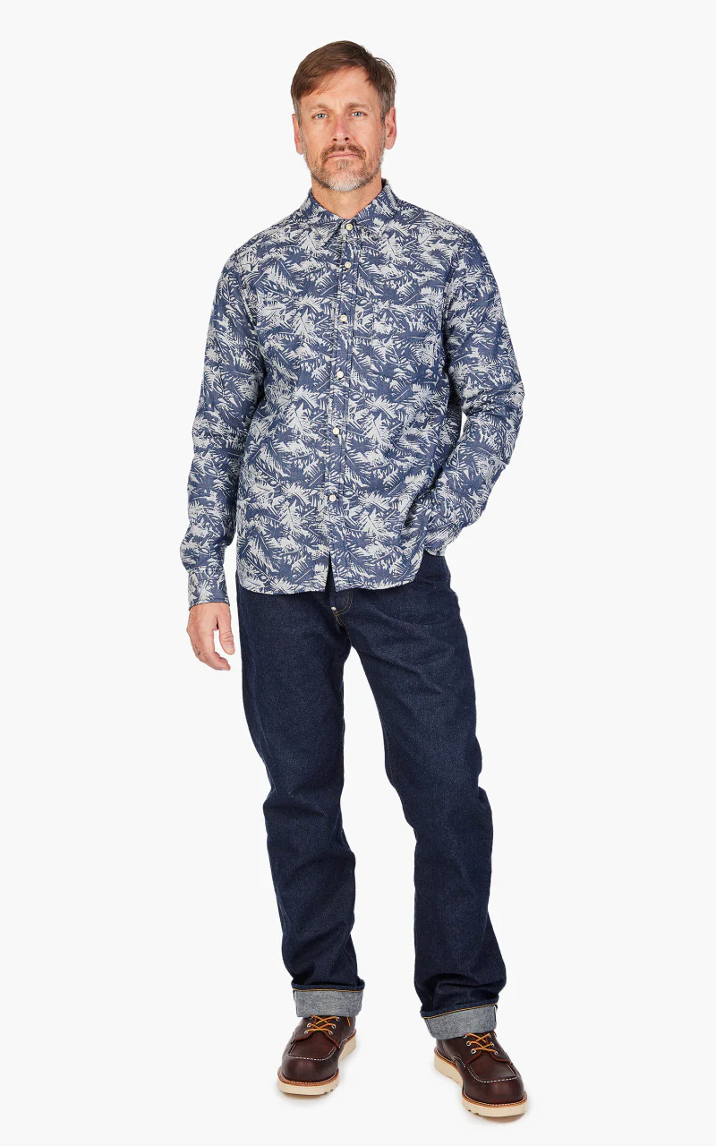 Rogue Territory Oxford Shirt Palm Jacquard Indigo - Image 2