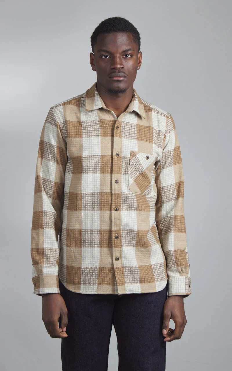 Rogue Territory Oxford Shirt Waffle Plaid Tan - Image 2