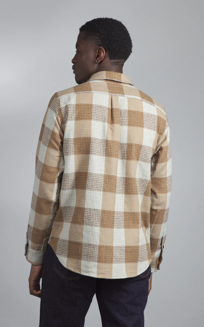 Rogue Territory Oxford Shirt Waffle Plaid Tan - Image 3