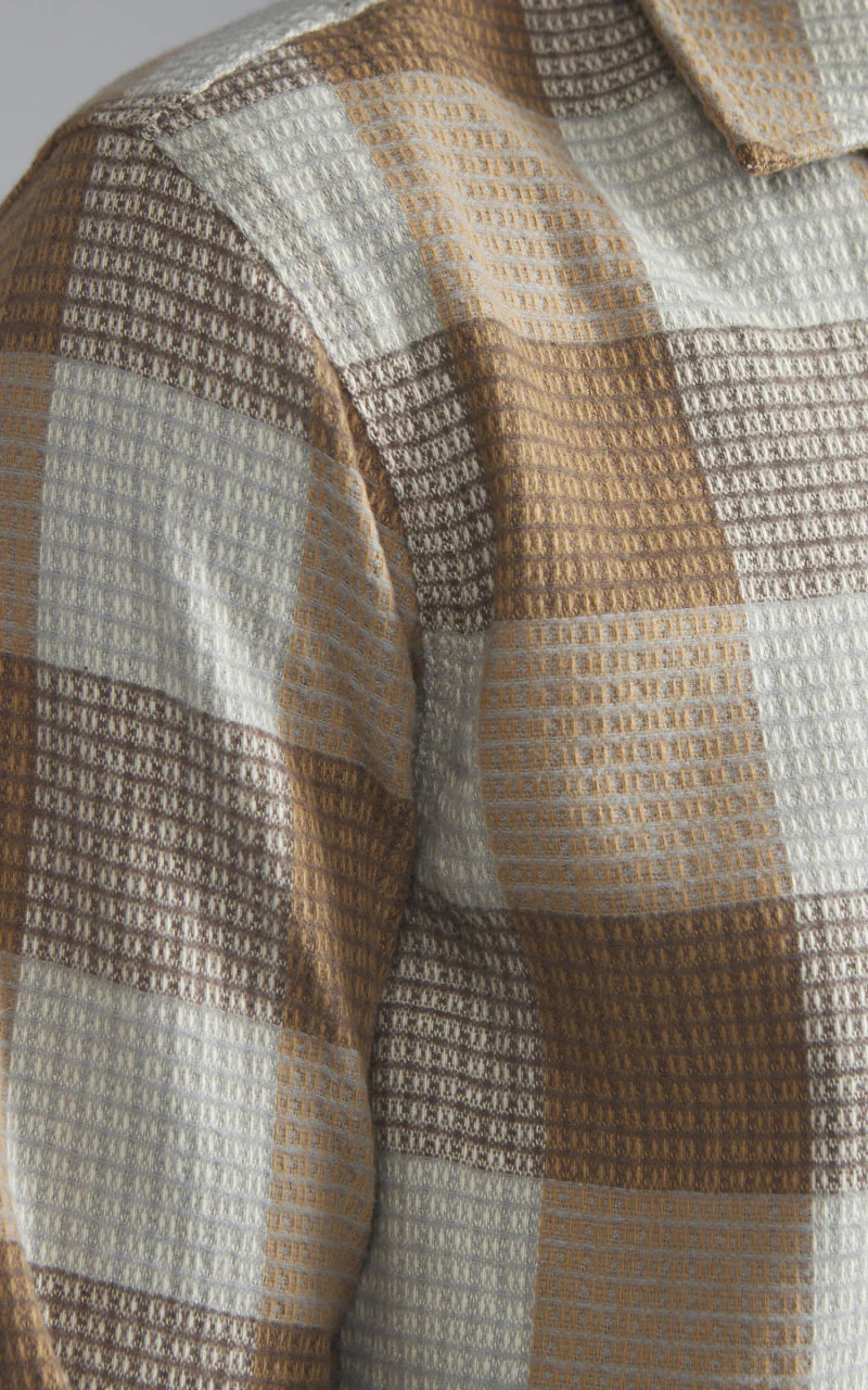 Rogue Territory Oxford Shirt Waffle Plaid Tan - Image 5