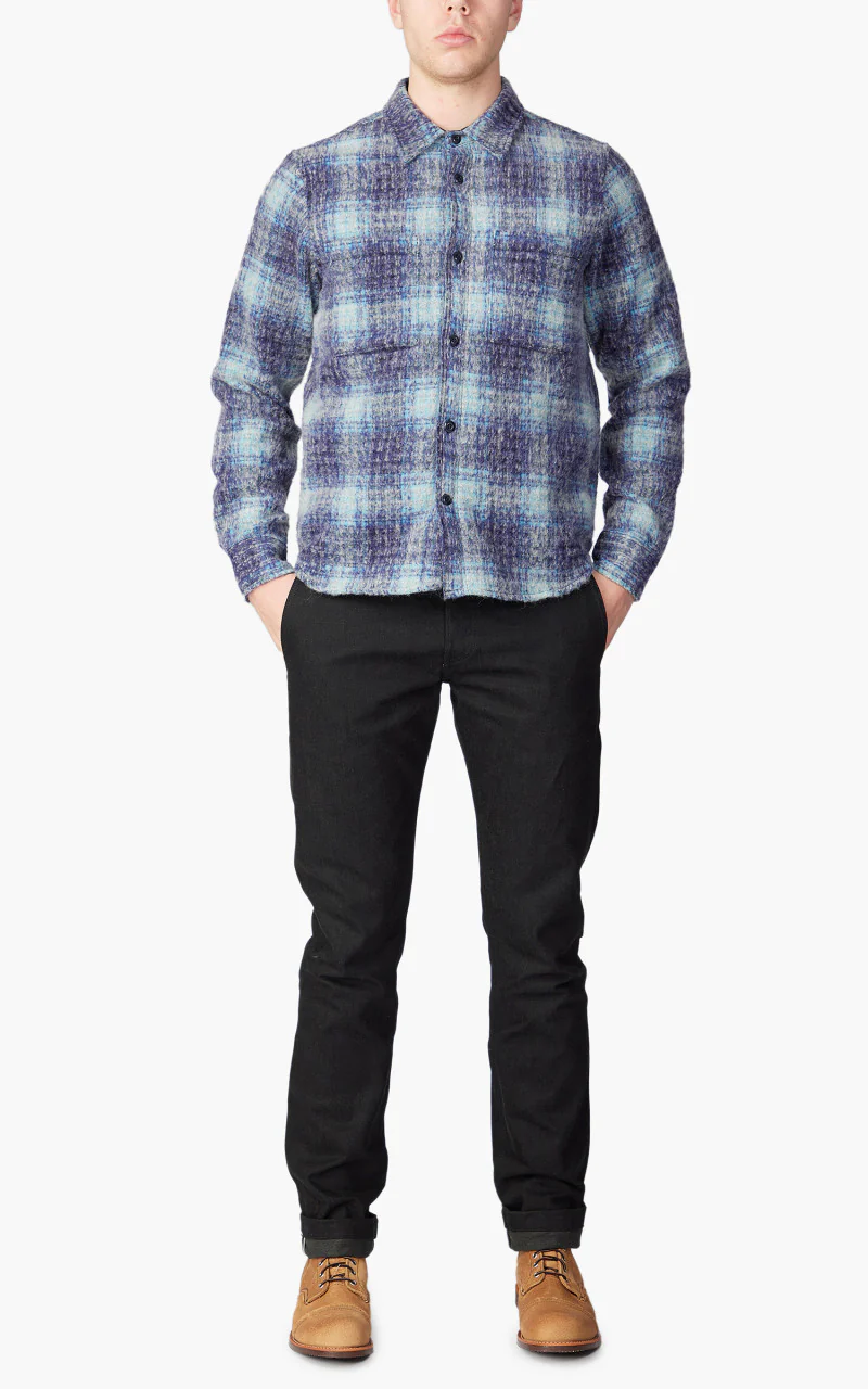 Rogue Territory Plaid Wool Utility Shirt Blue - Image 2