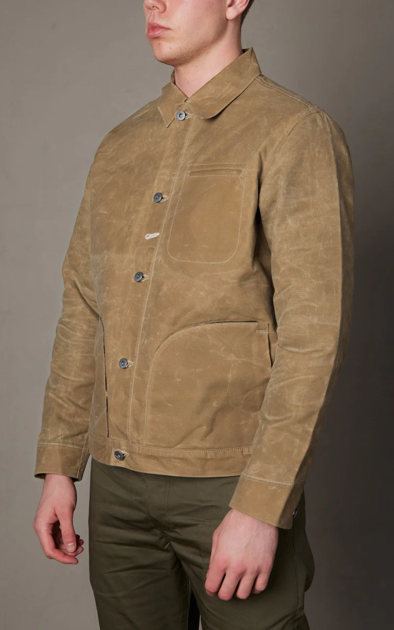 Rogue Territory Supply Jacket Blanket Lined Waxed Canvas Ridgeline Tan - Image 3