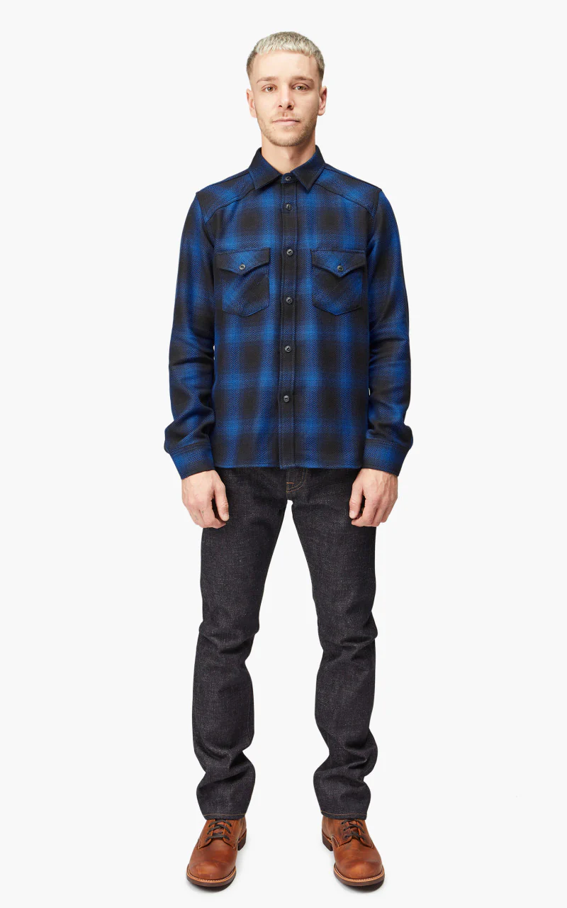 Rogue Territory Western Shirt Heavy HB Blue Plaid - Image 2