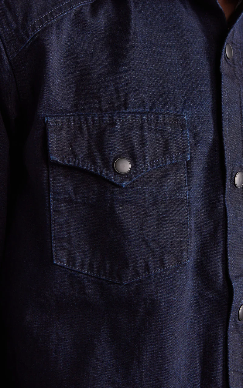 Rogue Territory Western Shirt Selvedge Canvas Indigo Rinsed - Image 5