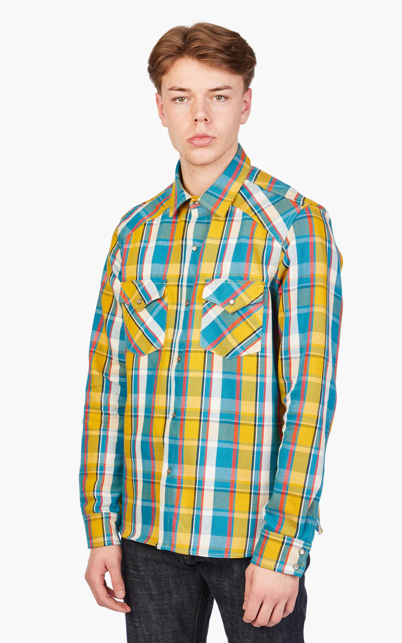 Rogue Territory Western Shirt Yellow Selvedge Plaid - Image 4
