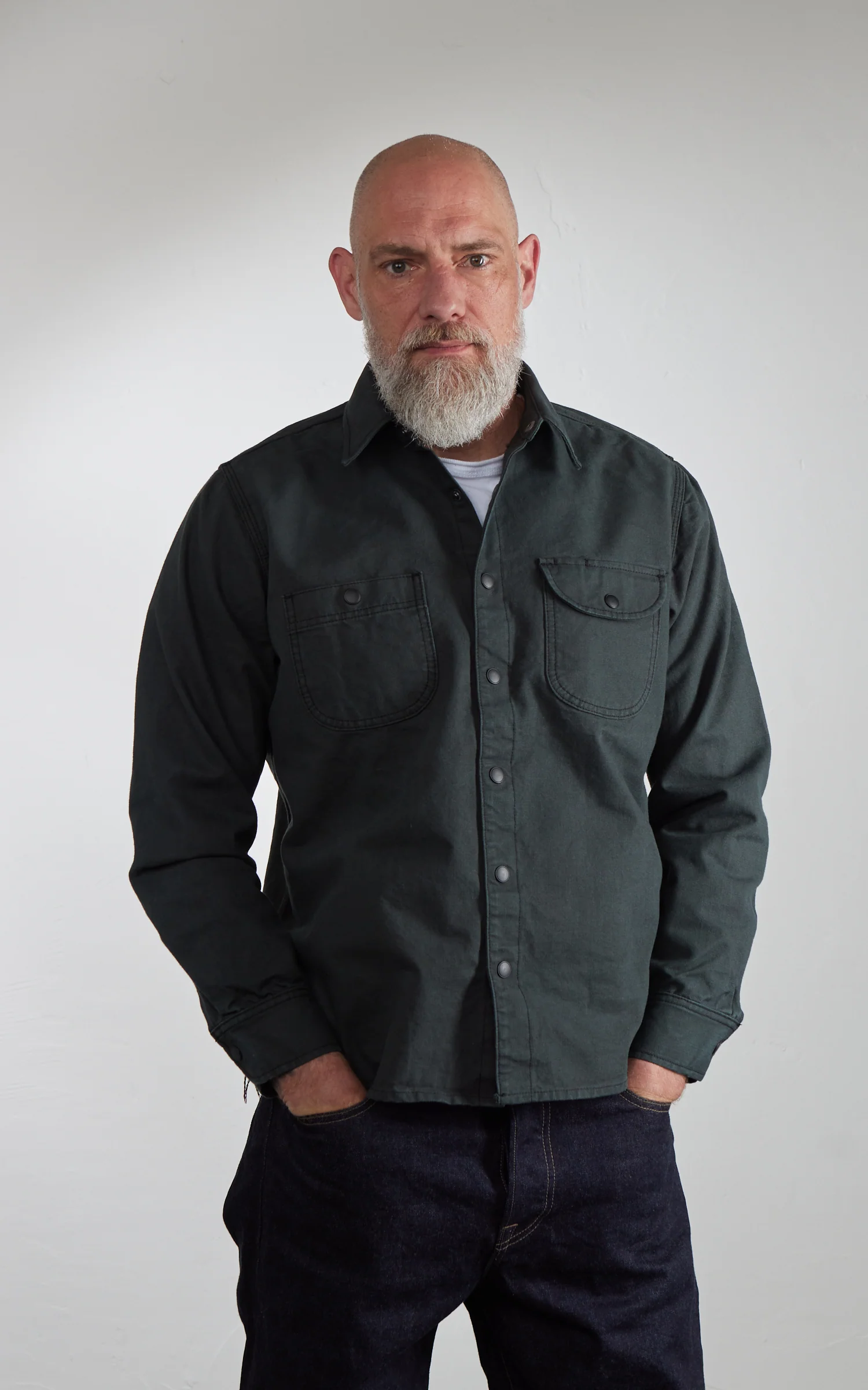 Rogue Territory Work Shirt Dyed Canvas Selvedge Ash - Image 2
