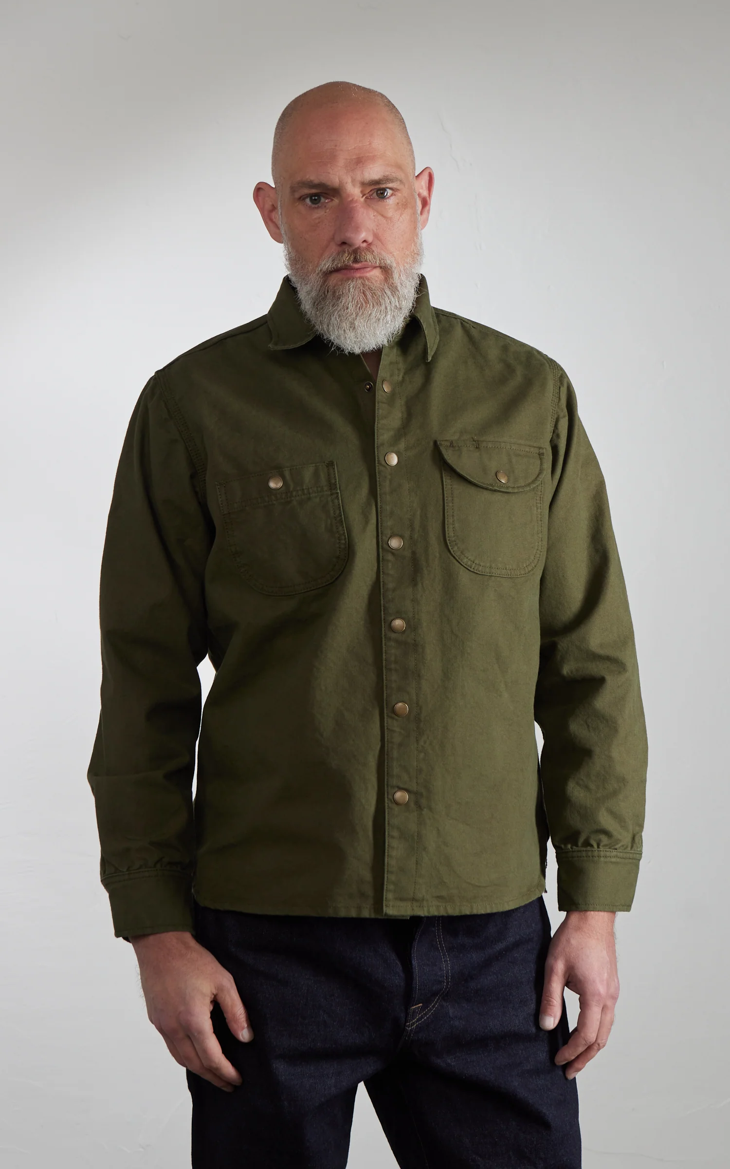 Rogue Territory Work Shirt Dyed Canvas Selvedge Olive - Image 2