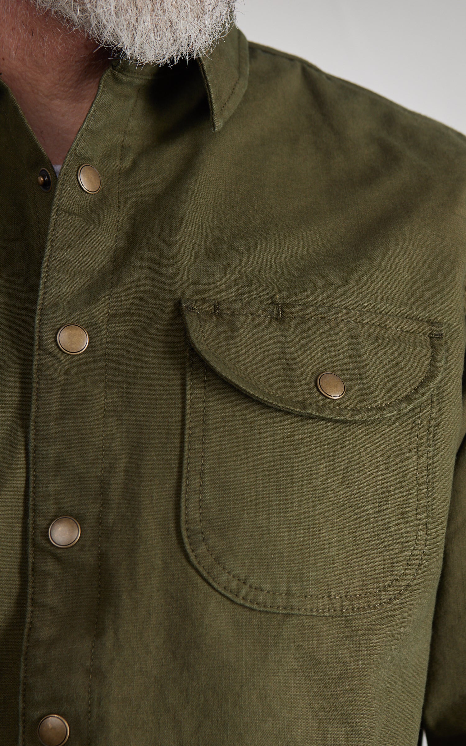 Rogue Territory Work Shirt Dyed Canvas Selvedge Olive - Image 4