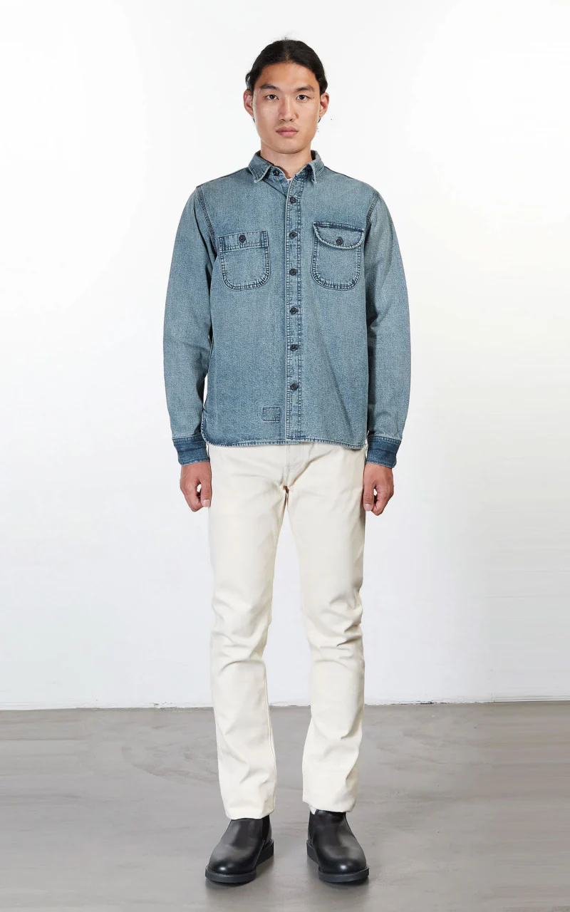 Rogue Territory Work Shirt Washed Out Indigo Selvedge Canvas - Image 2