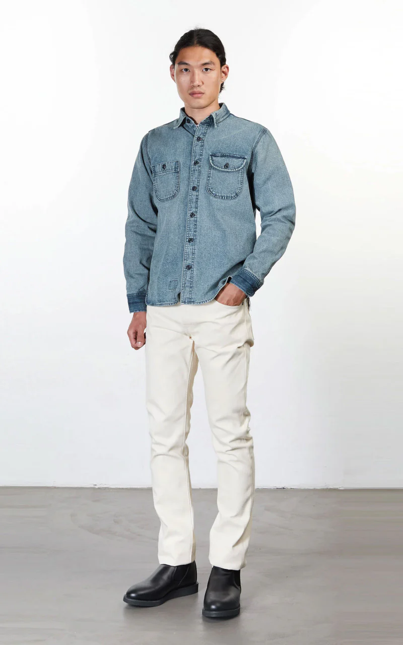 Rogue Territory Work Shirt Washed Out Indigo Selvedge Canvas - Image 3