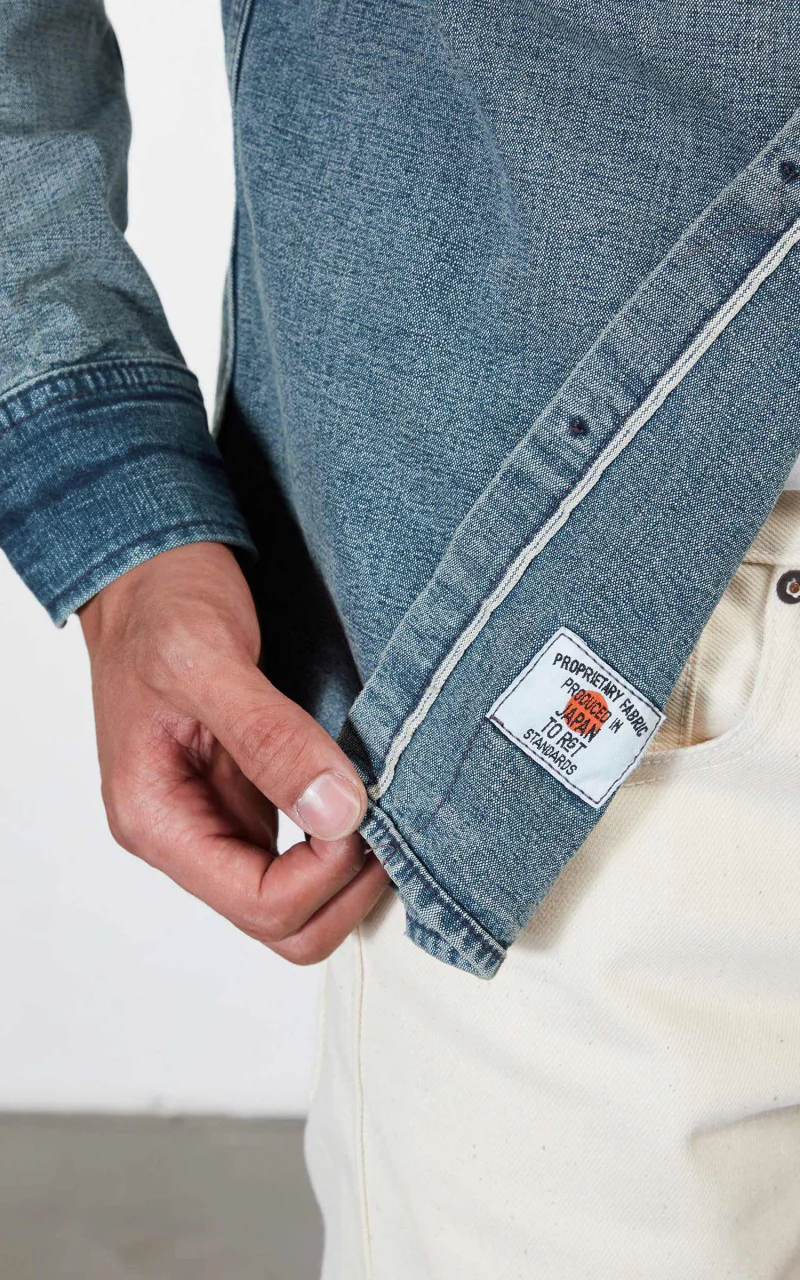 Rogue Territory Work Shirt Washed Out Indigo Selvedge Canvas - Image 7