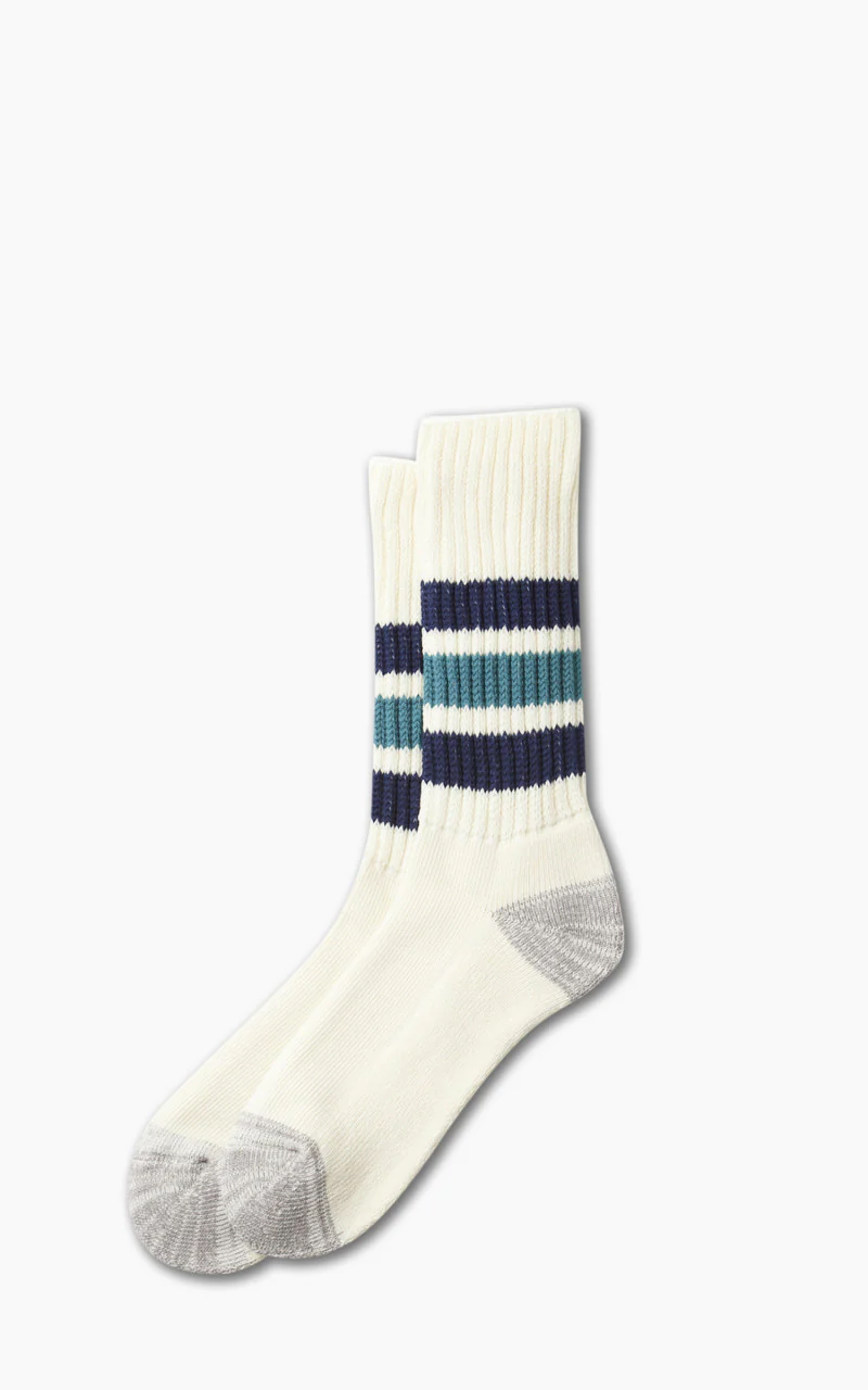 Rototo R1255 Coarse Ribbed Oldschool Crew Socks Navy Blue