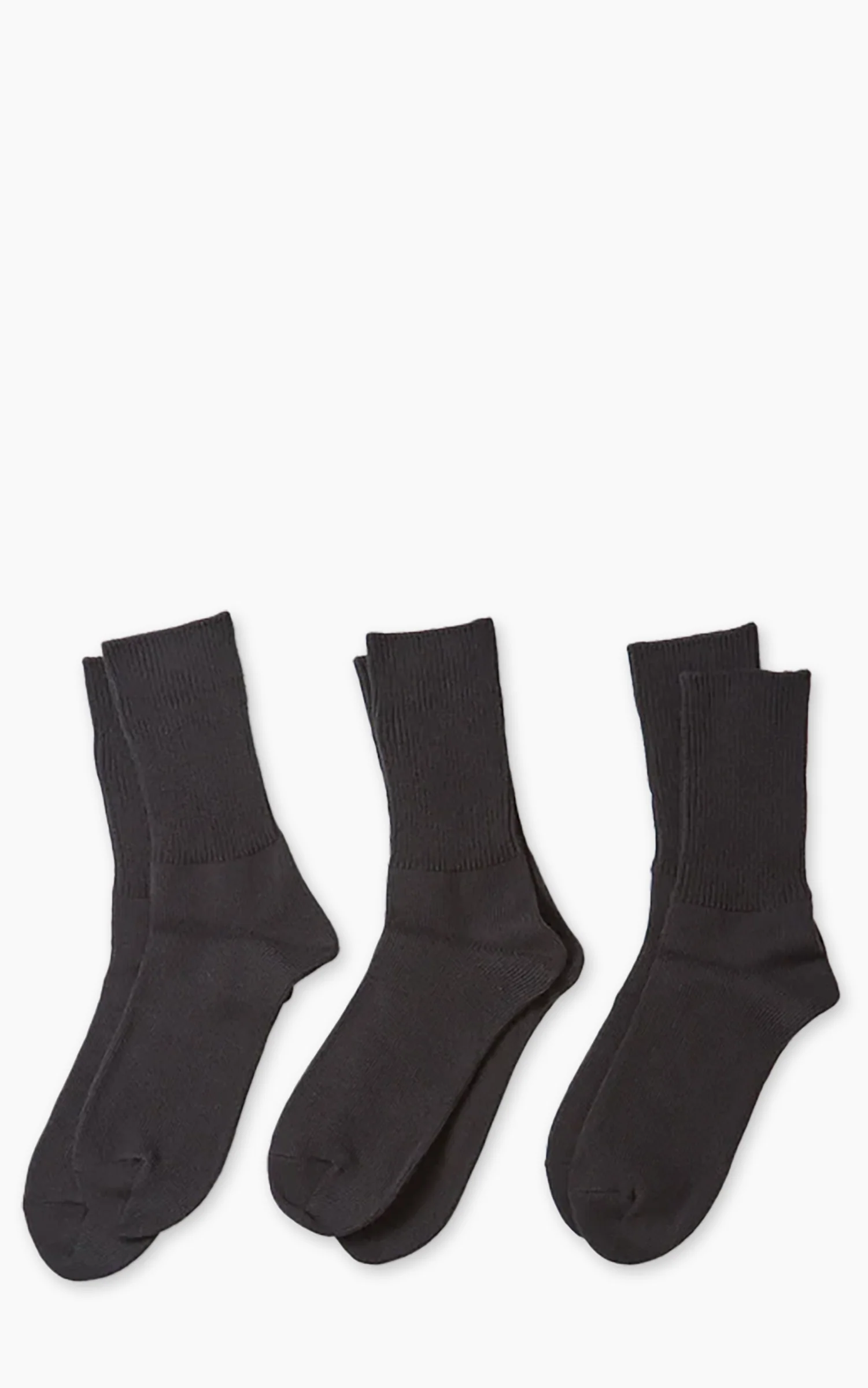 Rototo R1427 Organic Daily 3-Pack Ribbed Crew Socks Black - Image 2