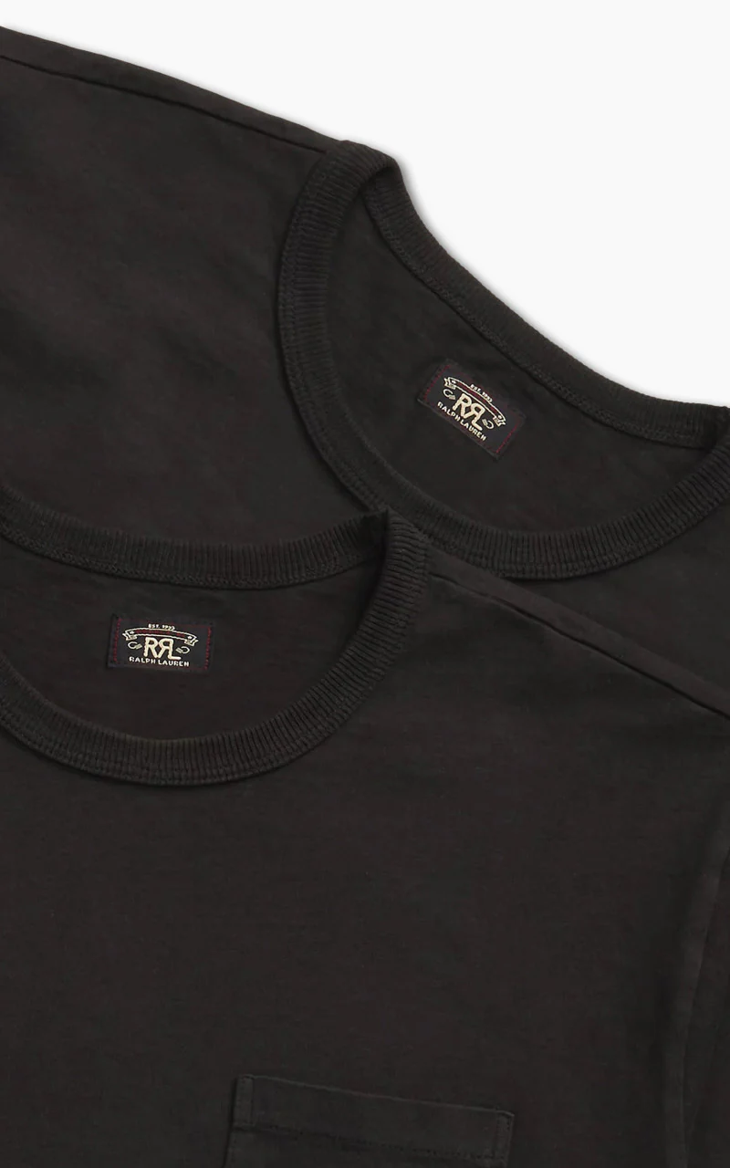 RRL 2-Pack Garment-Dyed Pocket Tees Black - Image 5
