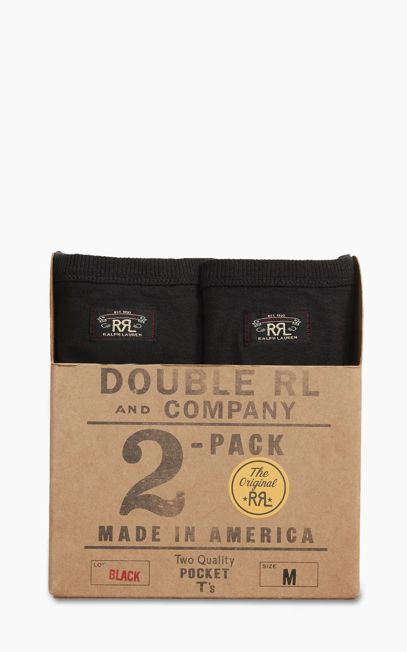 RRL 2-Pack Garment-Dyed Pocket Tees Black - Image 7