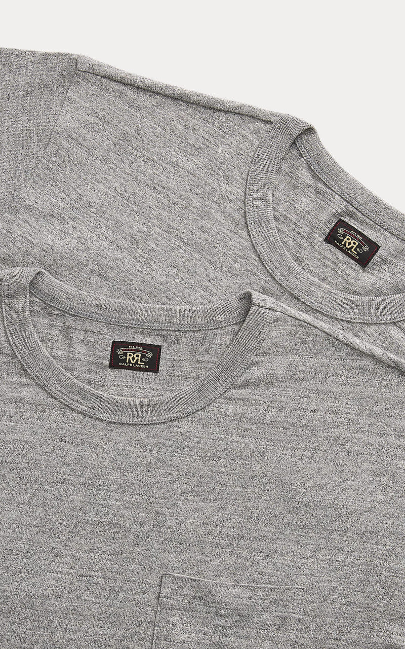 RRL 2-Pack Garment-Dyed Pocket Tees Grey Heather - Image 3