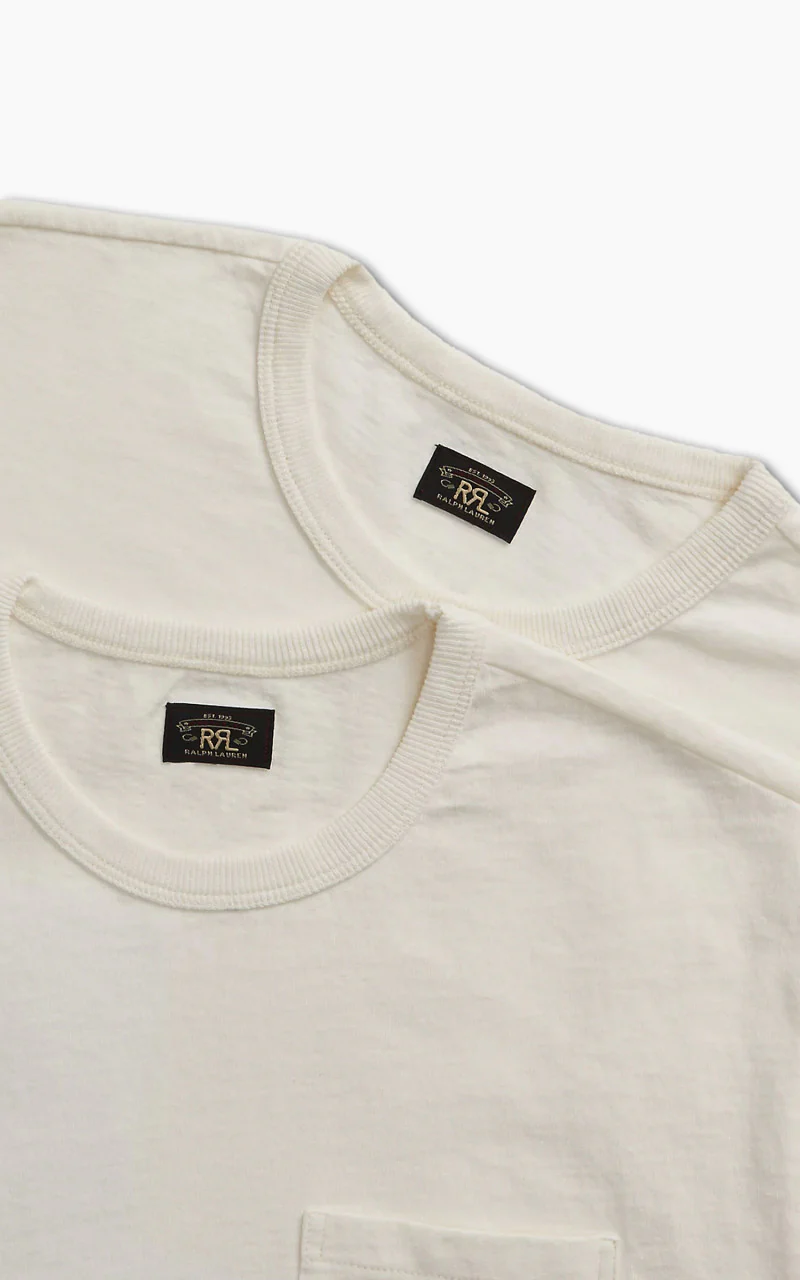 RRL 2-Pack Garment-Dyed Pocket Tees Warm White - Image 5
