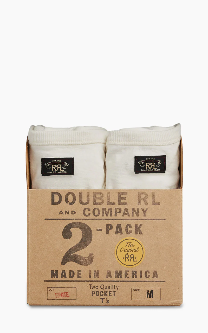 RRL 2-Pack Garment-Dyed Pocket Tees Warm White - Image 7
