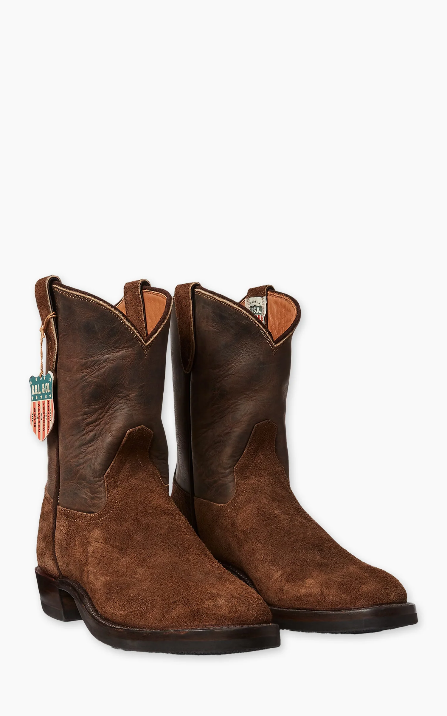 RRL Roughout Suede & Leather Boot Brown - Image 2