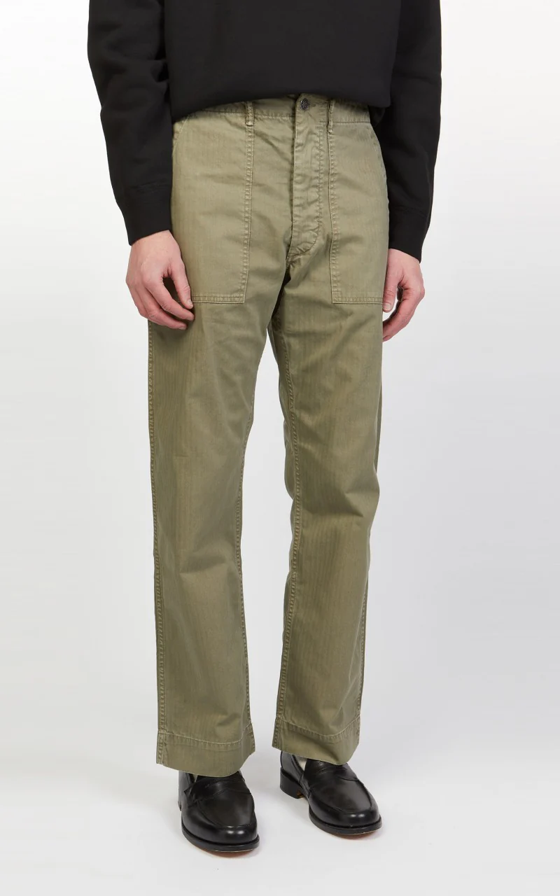 RRL Army Utility Flat Pant Herringbone Brewster Green - Image 5