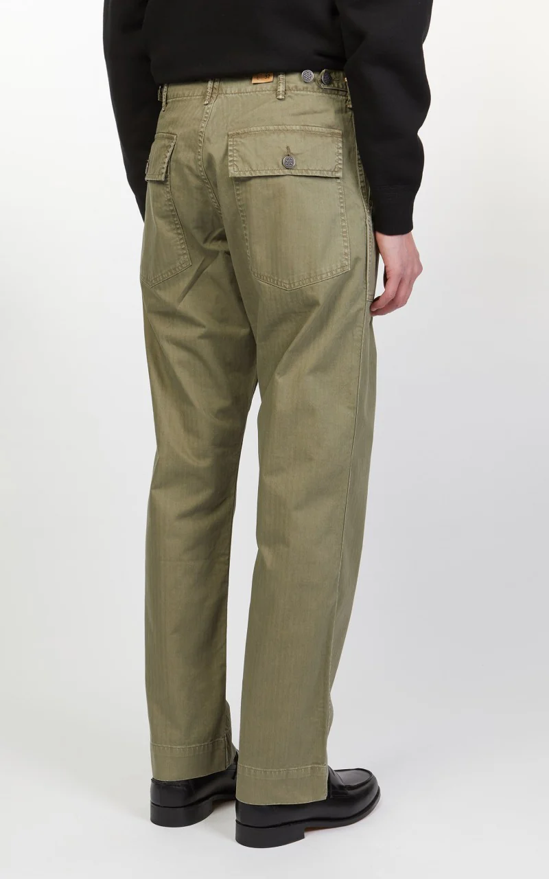 RRL Army Utility Flat Pant Herringbone Brewster Green - Image 7
