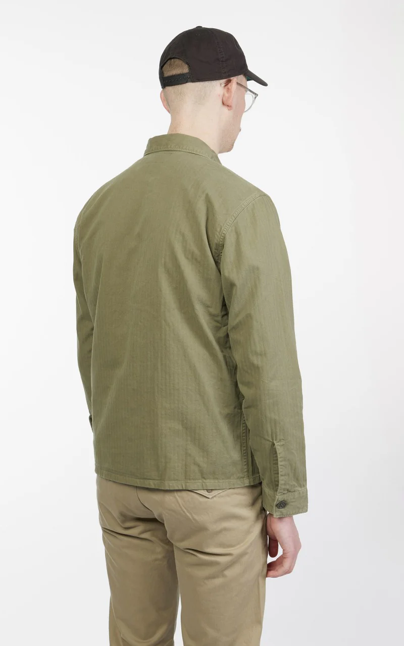 RRL Barrow Military Longsleeve HBT Shirt Military Olive - Image 6