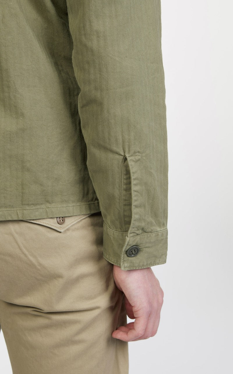 RRL Barrow Military Longsleeve HBT Shirt Military Olive - Image 7