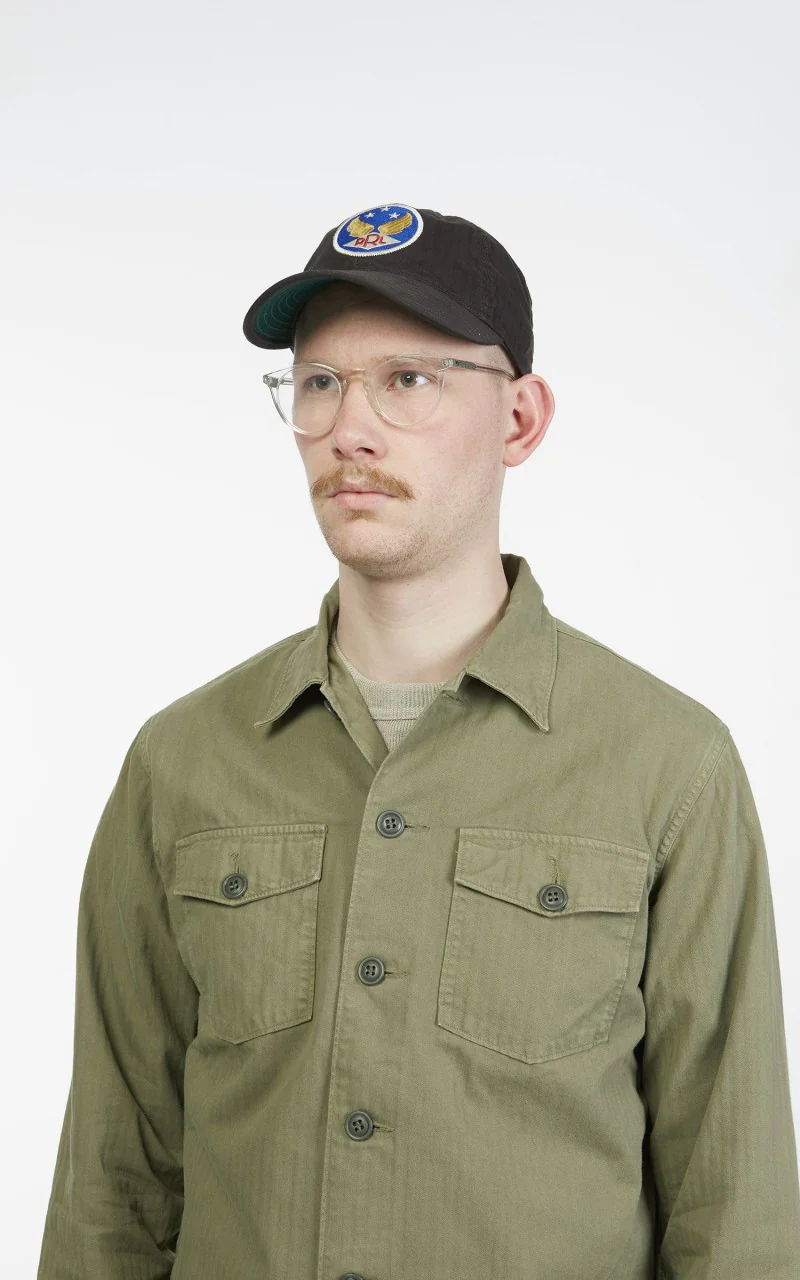 RRL Barrow Military Longsleeve HBT Shirt Military Olive - Image 8