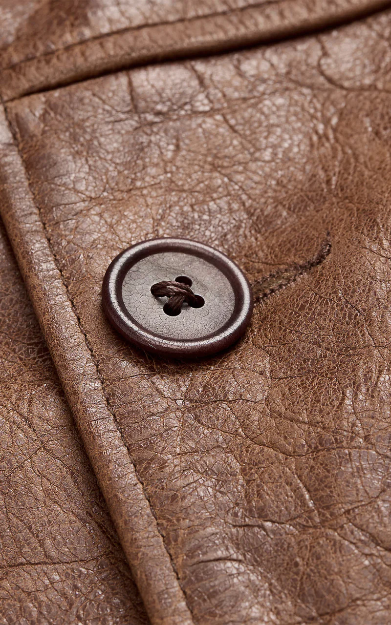 RRL Bradley Leather Car Coat Vintage Tan - Image 2