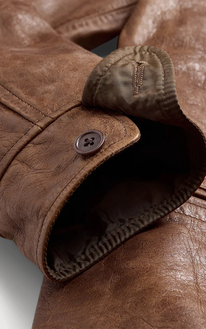RRL Bradley Leather Car Coat Vintage Tan - Image 3