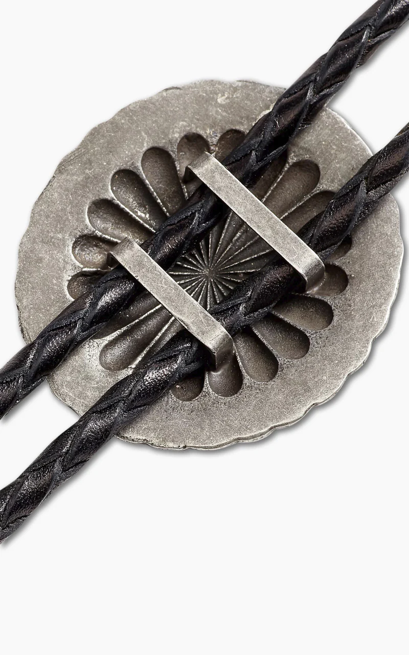 RRL Braided Leather Bolo Tie Black/Silver - Image 5