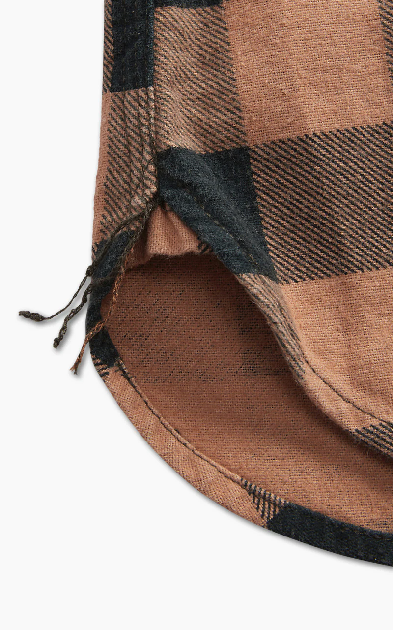 RRL Buffalo Check Chamois Workshirt Coral/Black - Image 5