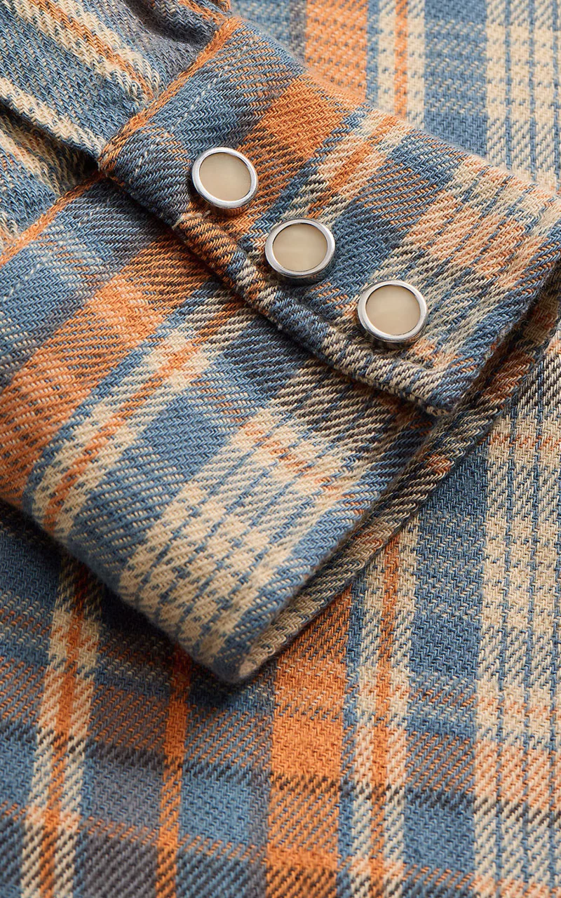 RRL Buffalo Plaid Twill Western Shirt Blue/Orange - Image 5