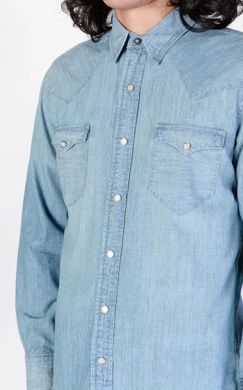 RRL Buffalo Western Shirt Chambray Davey Wash - Image 5